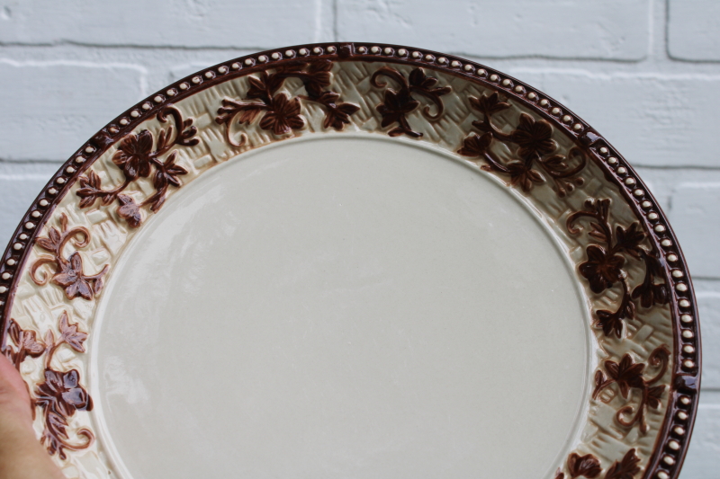 photo of Temp Tations floral lace basketweave chocolate brown plates set for 4, hard to find!  #7